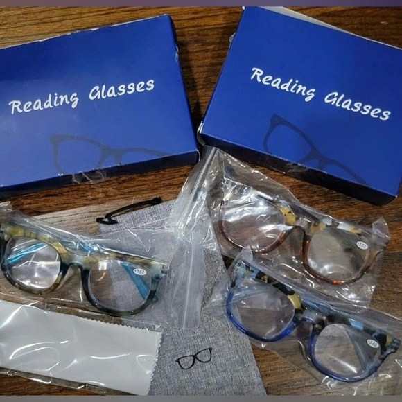 NWT 3pcs. +3.50 Quality Fun Reading Glasses Tortoiseshell/Ombre Blue/Brown/Green - Picture 8 of 16